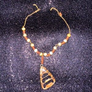 Elegant Gold and Brown Beaded Necklace